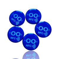 1Set mit 5 Stk. NFC-Magnet NXP-NTag213 on metal Sticker zum Anbringen auf Metall, z.B. Lagerregale