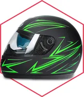 Integralhelm Mit Sonnenblende Schwarz-Grün Matt 61-62 Motorradhelm Klapphelm