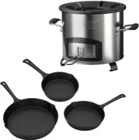 Súprava BBQ#BOSS s raketovou rúrou Ø26 cm, so súpravou liatinových panvíc