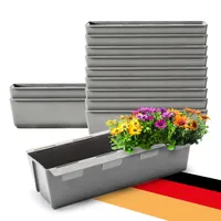 BigDean 12er Set Paletten Blumenkästen - Einsatz - mit Hängesystem zum Einhängen - 37cm Beton-grau - Pflanzkasten für Europalette Balkonkasten