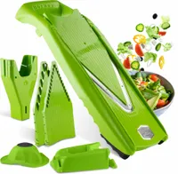 Börner Gemüsehobel V5 Powerline Profi Set Gurkenhobel Krauthobel Pommesschneider Gemüseschneider Obstreibe vegan, Farbe:Rot