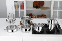 Hermia Concept, Tac-4721, Topfset (16-teilig), Silber, 100 % EDELSTAHL, 20 x 20 cm