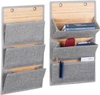 relaxdays 2 x Wandorganizer Bambus 3 Fächer