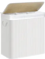 Bambusový koš bílý stojící 60 cm s vložkou