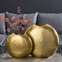 riess-ambiente Elegantes Vasen 2er Set ORIENTAL 44cm gold im Grid Hammerschlag Design Blumenvase Dekovase Dekoration