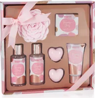 BRUBAKER Cosmetics Bade- und Dusch Set Beauty Sleep Sugared Rose - Rosen Duft - 7-teiliges Geschenkset - Präsent für jeden Anlass - Rosa Roségold