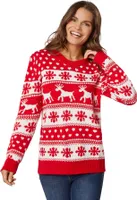 Weihnachtspullover Winterzauber rot-weiß für Frauen - L