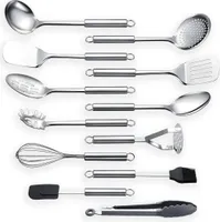 Kochbesteck-Set 12-teiliges Edelstahl-Küchengerät Set Küchenhelfer Kochgeschirr, Kochzubehör, Hochwertige, Professionelles Küchengeschirr, Langlebig