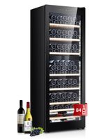 Kalamera Weinkühlschrank Neue Version 2 zonen, 84 Flaschen 266 Liter, LED-Innenbeleuchtung Streifen, Freistehend, KRC-266BFG