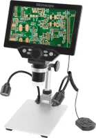 B1200 Digitalmikroskop, 7 Zoll-LCD-Display, 12 MP, 1-1200-fache kontinuierliche Verstärkungslupe mit Metallständer und zwei Hilfslichtern