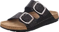 Rohde Damen Pantolette Leder Schnalle Muster schimmernd Rodigo-D 5857, Größe:37 EU, Farbe:Schwarz