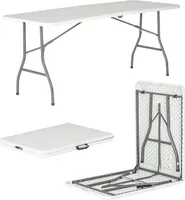 Harbor Housewares Rechteckiger klappbarer Tisch auf Böcken – 180 cm – Weiß