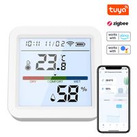 Tuya ZigBee Hygrometer LCD Thermometer Luftfeuchtigkeitsmesser, APP Fernsteuerung Sprachsteuerung -10℃ bis 55℃ ; 10 % RH bis 99 % RH, kompatibel mit Alexa und Google Home, ℉ / ℃