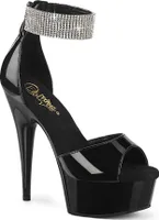 DELIGHT-625 Damen Sandale von Pleaser, Schwarz Glanz , EU 38, US 8