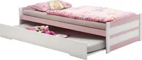 Ausziehbett LORENA weiß/rosa 90x200 cm Bett mit Stauraum Tagesbett
