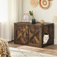 FEANDREA Katzentoilette,80x53x49,2cm,mit herausnehmbarem Trennwand braun
