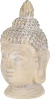 ECD Germany Buddha Figur 78cm, Beige/Grau, Kunststein Polyresin, Kopf Statue Skulptur Dekofigur Feng Shui Kunststeinfigur