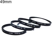 4pcs 49mm +1 +2 +4 +10 Optical Glass SLR Kamera-Makrolinse-Nahaufnahmefilter