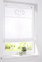 Kutti Raffrollo Ösenrollo Svea Weiss Landhaus Herz romantisch 45 x 140 cm