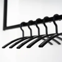 HOME DELUXE - Kleiderbügel RACK - Schwarz, 47 x 2 x 18 cm, Kunststoff mit Samtstoff bezogen I Kleiderbügel-Set Garderobenhaken Kleideraufhänger (10er Set)