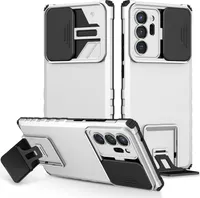 Galaxy Note 20 Ultra Hülle, Dual Layer Ständer Schutzhülle mit Schiebe Kamera Schutz für Samsung Galaxy Note 20 Ultra 5G Weiß