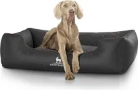 Knuffelwuff Orthopädisches Hundebett Madison aus laser-gestepptem Kunstleder XXL 120 x 85cm Schwarz