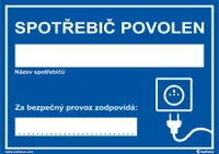 Plastová tabulka Spotřebič povolen 210x148 mm