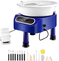 SucceBuy-Töpferscheibe, 11-Zoll-Töpferformmaschine. 450 W elektrische Töpferscheibe mit Fußpedal und LCD-Touchscreen. Direkt angetriebene Keramikscheibe mit 3 Stützbeinen für DIY-Kunsthandwerk, blau