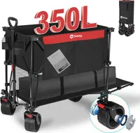 Sekey Bollerwagen Faltbar 4XL – Doppelstock 350L, Extra Stauraum für Faltpavillon, Schwarz und Rot