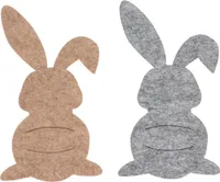 12 Stück Besteckhalter Osterhase Filz Grau Braun