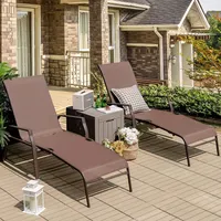 2er Set Sonnenliege klappbar, Gartenliege Liegestuhl mit 5-stufig Verstellbarer Rückenlehne, Strandliege Relaxliege aus Stahlrahmen & Textilene, Liesegessel bis 150 kg belastbar, Braun