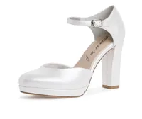 Tamaris Plateau Riemchen Pumps Gr. 40 Weiss-Perle 1-24411-20-229
