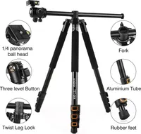Andoer TTT-004 200 cm / 78,7 palců stativ pro fotoaparáty z hliníkové slitiny horizontální držák s kulovou hlavou 4-dílný výsuvný pro DSLR ILDC fotoaparáty max. zatížení 8 kg