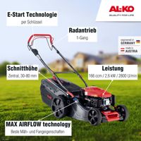 AL-KO Benzin-Rasenmäher Comfort 46.0 SPI-A (46 cm Schnittbreite, 2.6 KW Motorleistung, Robustes Stahlblechgehäuse, Hinterradantrieb, Mulchfunktion, Elektrostart, für Rasenflächen bis 1400 m²)