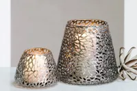 GILDE Windlicht, "Purley", Metall, silberfarben, VE 2, H. 20 cm, D. 20 cm