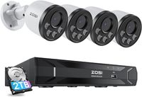 ZOSI PoE Überwachungskamera Set Aussen, 4X 4MP PoE Kamera Überwachung mit Audio, H.265+ 5MP 8CH NVR mit 2TB HDD, Personenerkennung, 100ft Nachtsicht, 24/7 Aufnahme