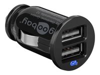 Goobay  KFZ Ladegerät, Mini Zigarettenanzünder Dual USB Ladegerät 12 Watt, geeignet für Pkw & Lkw (12V / 24V), mit LED-Licht