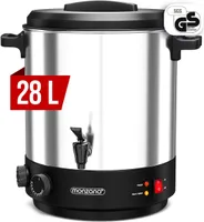Monzana Einkochautomat 28L Stufenlosem Temperaturregler 30-100 Grad Timer Zapfhahn für 14 Gläser Glühweinkocher Einkochtopf 1800W, Variante:28L mit Timer