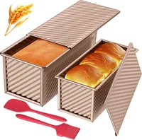 Toastbrotbackform Set, 4-teilig Antihaft-Brot Toastform mit Deckel, Brotbackform für Toast Kuchen (Roségold)