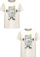 NAME IT T-Shirt 2er-Set Kurzarm Rundhals Regular Fit Print Größe: 122-128