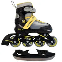 AMIGO Slide 2in1 Inline Skates/Schlittschuhe - Inliner für Kinder - Skates mit Einstellbarer Größe - Schwarz/Gelb - 34-37