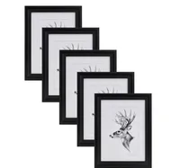 WOLTU 5er Set Bilderrahmen, Artos Stil Holzrahmen  Glasscheibe, Schwarz, 30x40cm