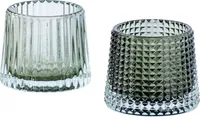 2er Set Teelichthalter H7cm Glas Grün Kerzenhalter Tischdeko Kerzen Retro Deko Windlichter