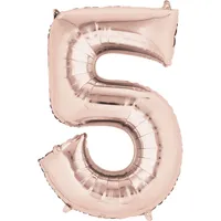 amscan® 9906280 Folienballon XXL Zahl 5 - rose gold