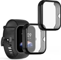 kwmobile 2x Schutzhülle kompatibel mit Huami Amazfit Bip 3 / Bip 3 Pro Hülle - Fullbody Cover Set aus Silikon - Schwarz Transparent