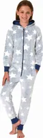 Mädchen Schlafanzug Jumpsuit Overall in Sterneoptik aus kuschelig warmen  ; blau , 128