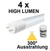 4 x 60 cm HIGH LUMEN LED-Röhre T8 / G13, 8 Watt , 300° Ausstrahlung, 1100 Lumen, Lichtfarbe Tageslichtweiß / Kaltweiß 6000K, ersetzt 18 Watt Leuchtstoffröhre