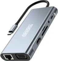 AdroitGoods 11 in 1 Usb C Hub - Usb C Adapter - Apple-kompatibel - Usb zu Hdmi/Vga - Macbook - Usb c Dock - 4K HDMI - Ethernet 100Mbp/s