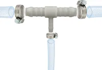 tecuro Schlauchverbinder T Stück, reduziert Ø 10 x 7 x 10 mm, mit Edelstahlschlauchschellen - Nylon weiß