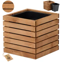 Blumenkasten für außen Pflanzen-Übertopf aus Holz mit Kunststoff-Pflanzeneinsatz 18 l Blumentopf eckig für Balkon oder Terrasse